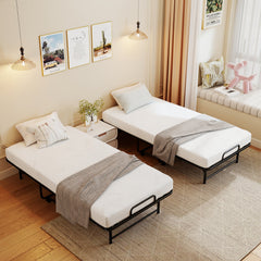 Twin Size Folding Bed with 5-Inch Mattress Rollaway Guest Bed with Memory Foam Mattress