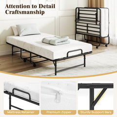 Twin Size Folding Bed with 5-Inch Mattress Rollaway Guest Bed with Memory Foam Mattress