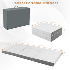 4 Inch Tri-fold Cool Gel Memory Foam Mattress-Twin XL