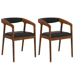 Upholstered Armchairs Set of 2 with Cozy Backrest and Padded Seat Cushion-Brown