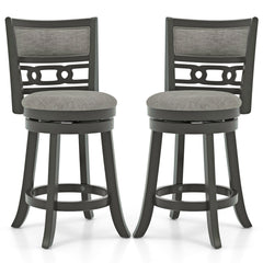 26" Counter Height Bar Chair with Wooden Frame Swivel Seat and Footrest for Pub Bar Restaurant