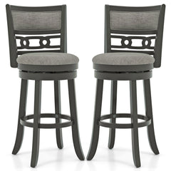 26" Counter Height Bar Chair with Wooden Frame Swivel Seat and Footrest for Pub Bar Restaurant
