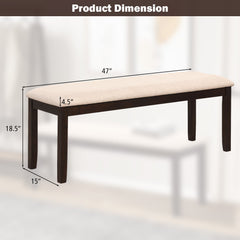 Upholstered Ottoman Bench with Padded Cushion-Beige