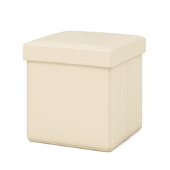 Upholstered Square Footstool with PVC Leather Surface for Bedroom