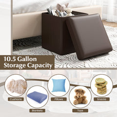 Upholstered Square Footstool with PVC Leather Surface for Bedroom