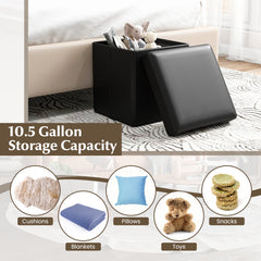 Upholstered Square Footstool with PVC Leather Surface for Bedroom
