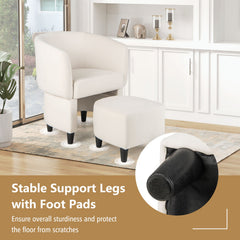 Upholstered Velvet Barrel Chair with Ottoman