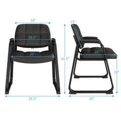 Set of 2 Waiting Room Chair Home Office PU Leather Guest Chairs-Black