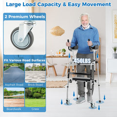 Versatile Rolling Walker for Rehabilitation Training-Silver
