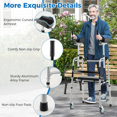 Versatile Rolling Walker for Rehabilitation Training-Silver