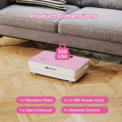 Vibration Plate Exercise Machine with Gravity Sensor and Remote Control for Home Gym