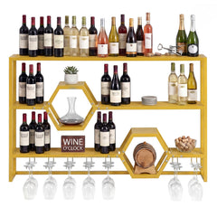 Wall Mounted Wine Rack 47" Large Floating Bar Shelves
