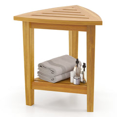 18 Inches Waterproof Shower Stool with Storage Shelf