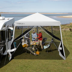 10 x 10 Feet Pop Up Canopy with with Mesh Sidewalls and Roller Bag-White