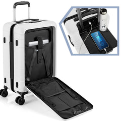 20 Inch Carry-on Luggage PC Hardside Suitcase TSA Lock with Front Pocket and USB Port