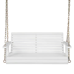 2-Person Wooden Porch Swing with Hanging Chains for Garden Yard