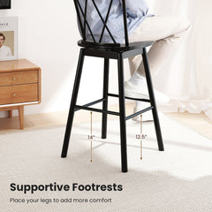 Set of 2 Windsor Bar Stool with Ergonomic Backrest and Footrests-29 inches