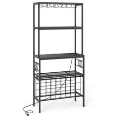Wine Organizer with Power Outlet and Bottle Holders