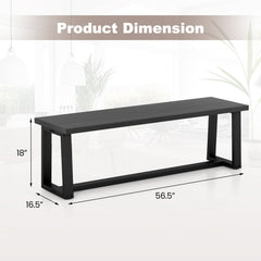 Wood Dining Bench with Metal Frame and Adjustable Footpads