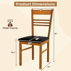 Wood Dining Chairs Set of 4 with Rubber Wood Frame