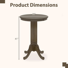 Wood Pub Round Dining Table with Pedestal Base