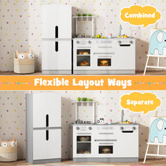 Wooden 2 Piece Kids Kitchen Playset with Fridge and Running Water