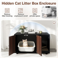 Wooden Cat Litter Box Enclosure Hidden Litter Box Furniture with Scratching Board