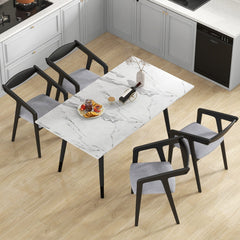 Wooden Dining Chair Set of 2 with Rubber Wood Frame Armrests and Padded Cushion-black