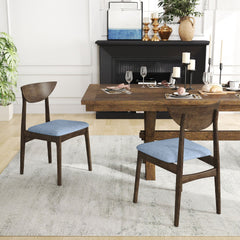 Wooden Dining Chair Set of 2 with Rubber Wood Leg-Brown