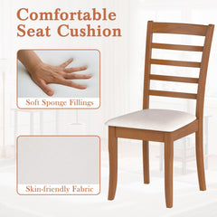 Wooden Dining Chair Set of 2 Modern Upholstered Kitchen Chair-Beige