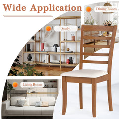 Wooden Dining Chair Set of 2 Modern Upholstered Kitchen Chair-Beige