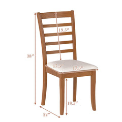 Wooden Dining Chair Set of 2 Modern Upholstered Kitchen Chair-Beige