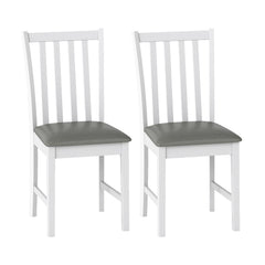 Wooden Dining Chair Set of 2 with Rubber Wood Frame and Padded Seat