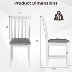 Wooden Dining Chair Set of 2 with Rubber Wood Frame and Padded Seat