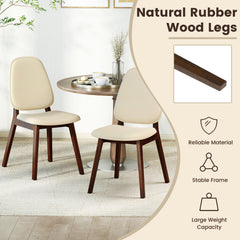 Wooden Dining Chair Set of 4 Mid-Century Modern Upholstered Side Armless Chair-Brown
