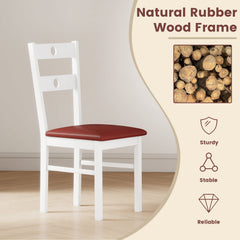 Wooden Dining Chairs Set of 2 Armless Kitchen Chairs with Hollowed Backrest