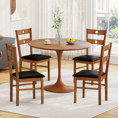 Wooden Dining Chairs Set of 2 Armless Kitchen Chairs with Hollowed Backrest