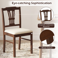 Wooden Dining Chairs Set of 2 Upholstered Kitchen Chairs with Solid Rubber Wood Frame