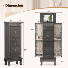 Wooden Jewelry Armoire Cabinet Storage Chest with Drawers and Swing Doors