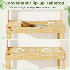 Wooden Potting Bench Table Garden Planting Workstation with 3-Tier Open Shelf