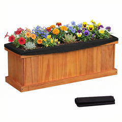 Wooden Raised Garden Bed with Drainage Holes and Liner Solid Fir Wood Planter Box