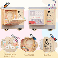 Wooden Sensory Wall Panel with Vanity and Tool Box