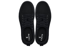 CALTO - X2320 - 2.4 Inches Taller (Black/Black Sole) - Lace Up Casual Sneaker - Lightweight