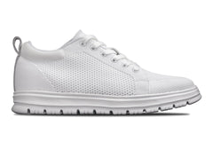 CALTO - X2321 - 2.4 Inches Taller (White/White Sole) - Lace Up Casual Sneaker - Lightweight