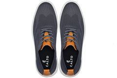 CALTO - X2636 - 2.8 Inches Taller (Iron Grey/Brown) - Lace Up Casual Walker - Lightweight