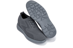 CALTO - X2641 - 2.8 Inches Taller (Iron/Dark Grey Sole) - Lace Up Casual Walker - Lightweight