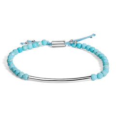 Sterling Silver Turquoise Beads Station Bracelet with Bolo Clasp