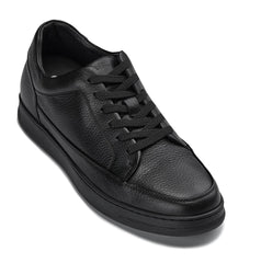 CALTO - Y7111 - 2.6 Inches Taller (Black) - Elevated Pebble Grain Leather Sneakers