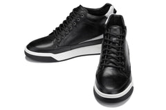 CALTO - Y7150 - 2.6 Inches Taller (Black) - Leather Ankle Top Sneak-Boot