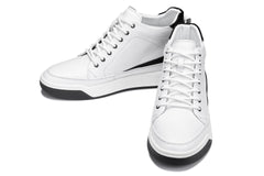 CALTO - Y7151 - 2.6 Inches Taller (Off-White) - Leather Ankle Top Sneak-Boot